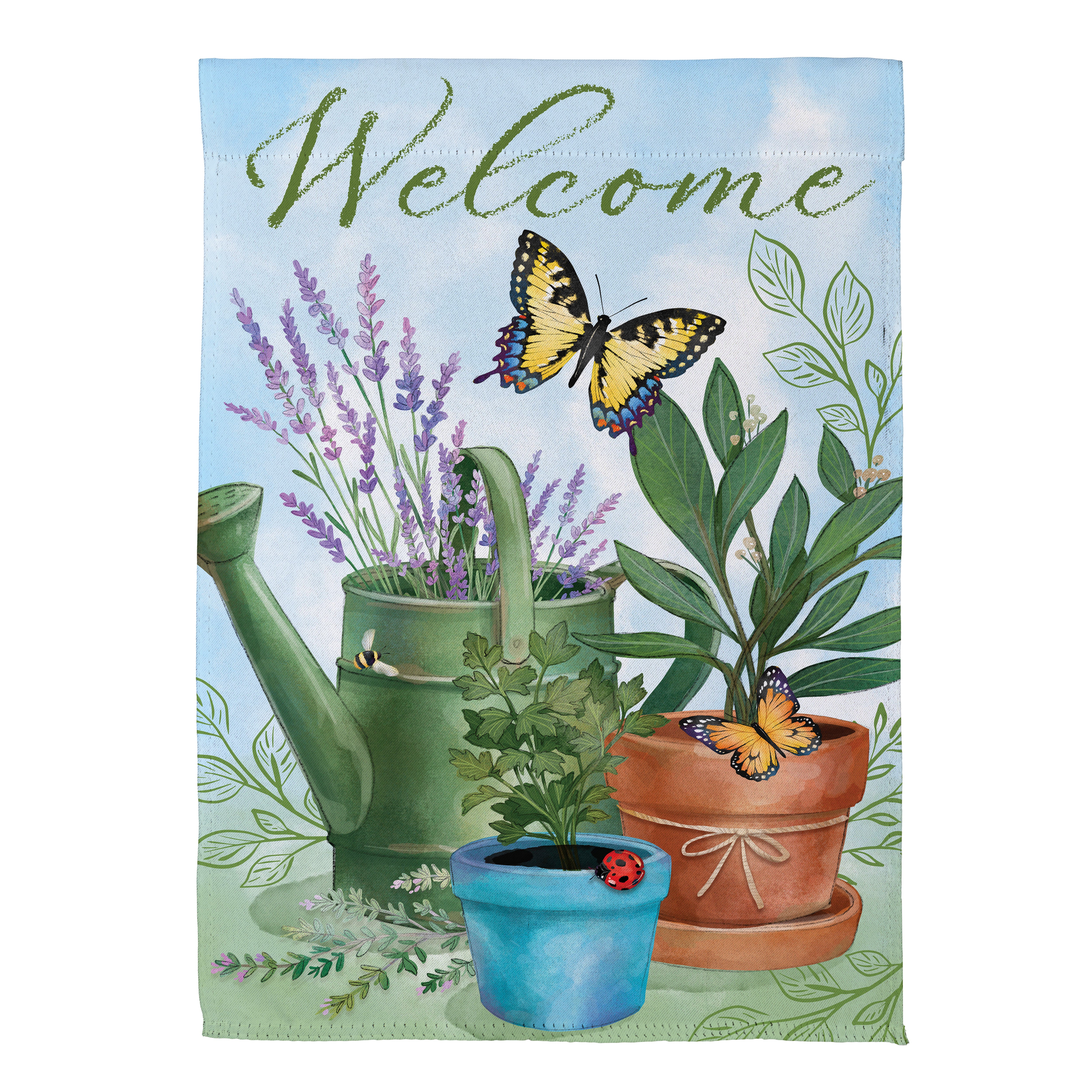 Pollinator Garden Watering Can & Plants Garden Flag - Thumbnail 2