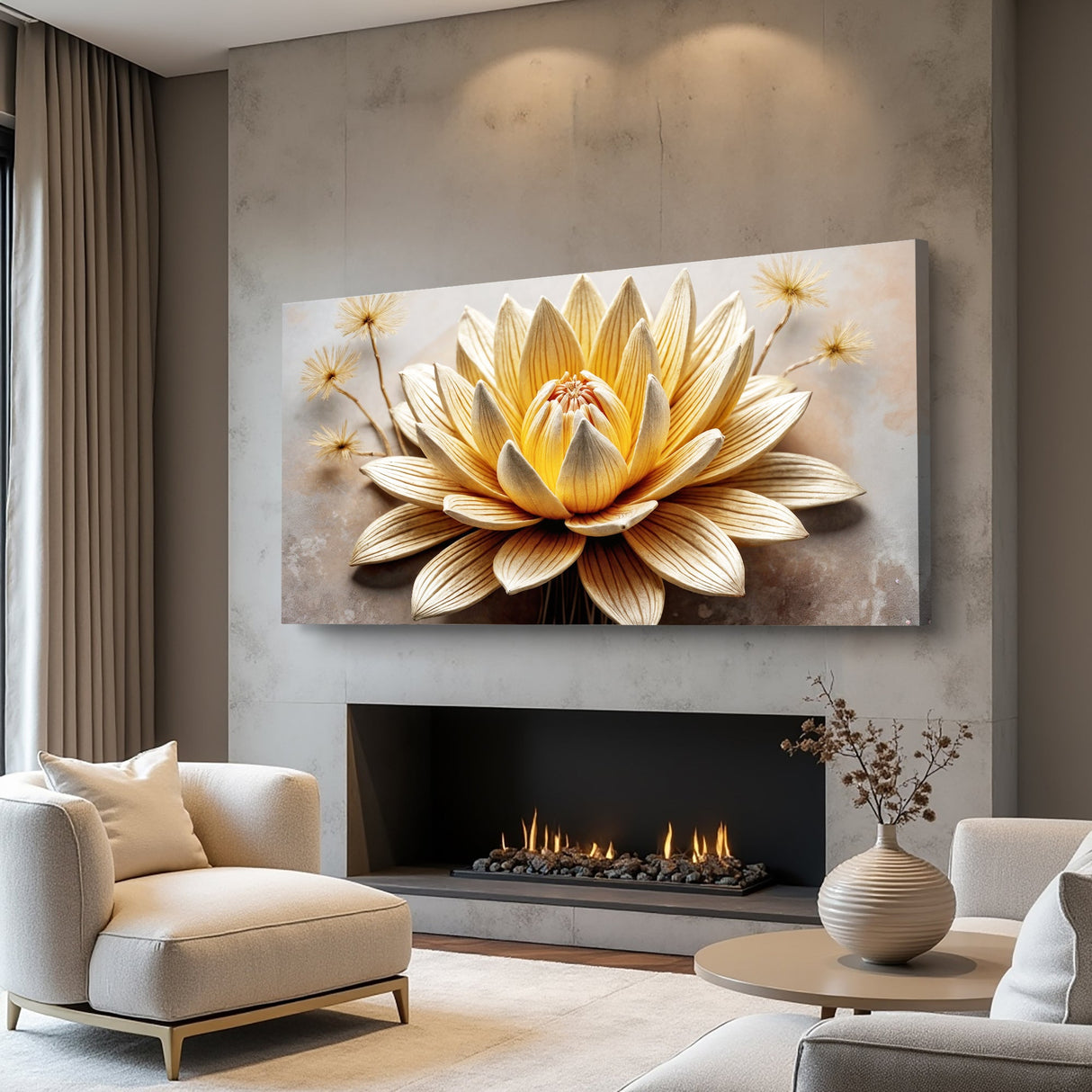 Golden Lotus Minimalist Abstract Wall Art