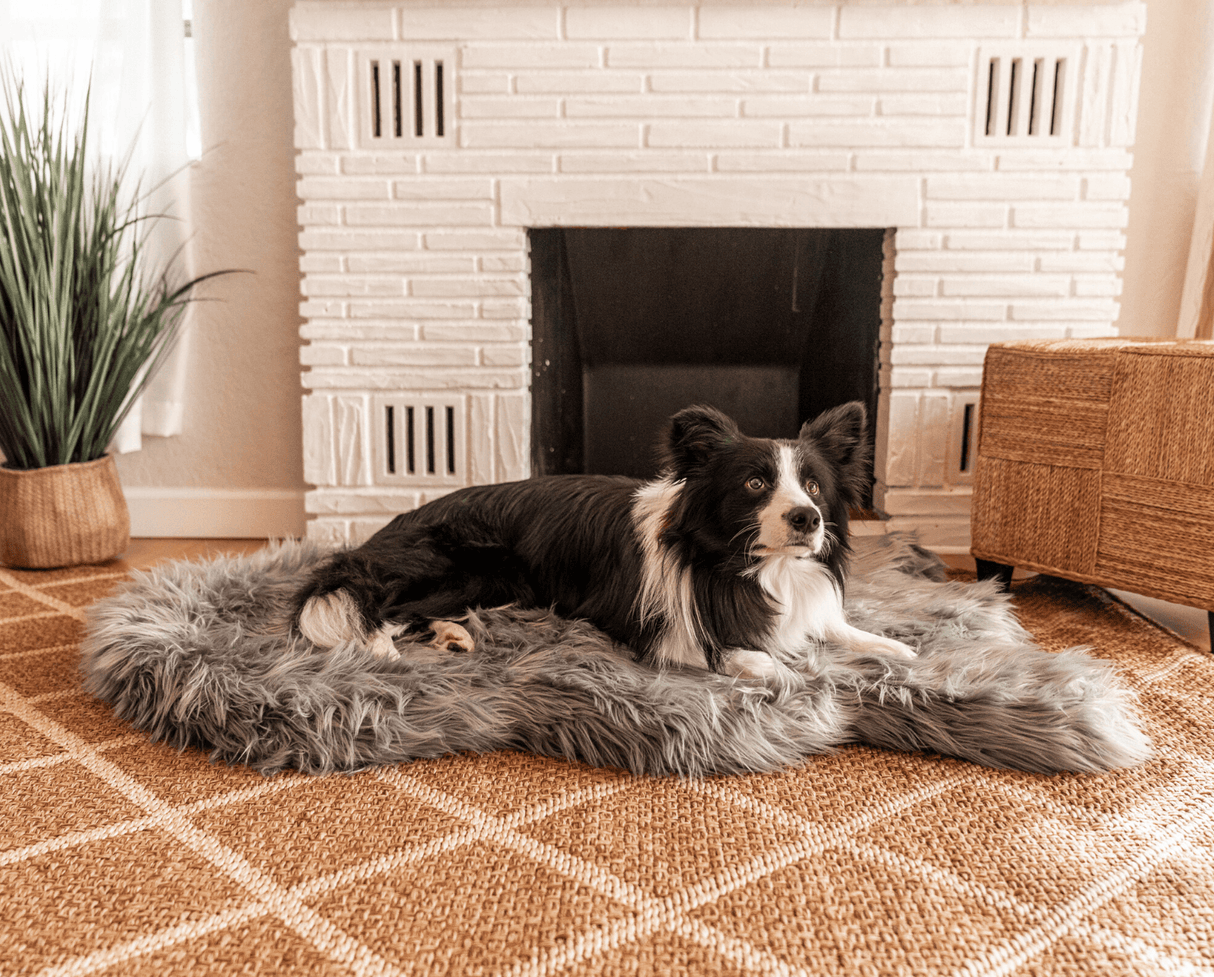 PupRug by Paw.com® Faux Fur Orthopedic Dog Bed - Curve Charcoal Grey