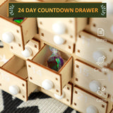 Christmas Advent Calendar with 24 Countdown Drawers - Santa & Sleigh Design