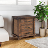 Rustic Three Drawer Reclaimed Solid Wood Framhouse Nightstand