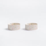 Set of 2 White Medium stoneware ceramic Pet Bowls — Party Collection