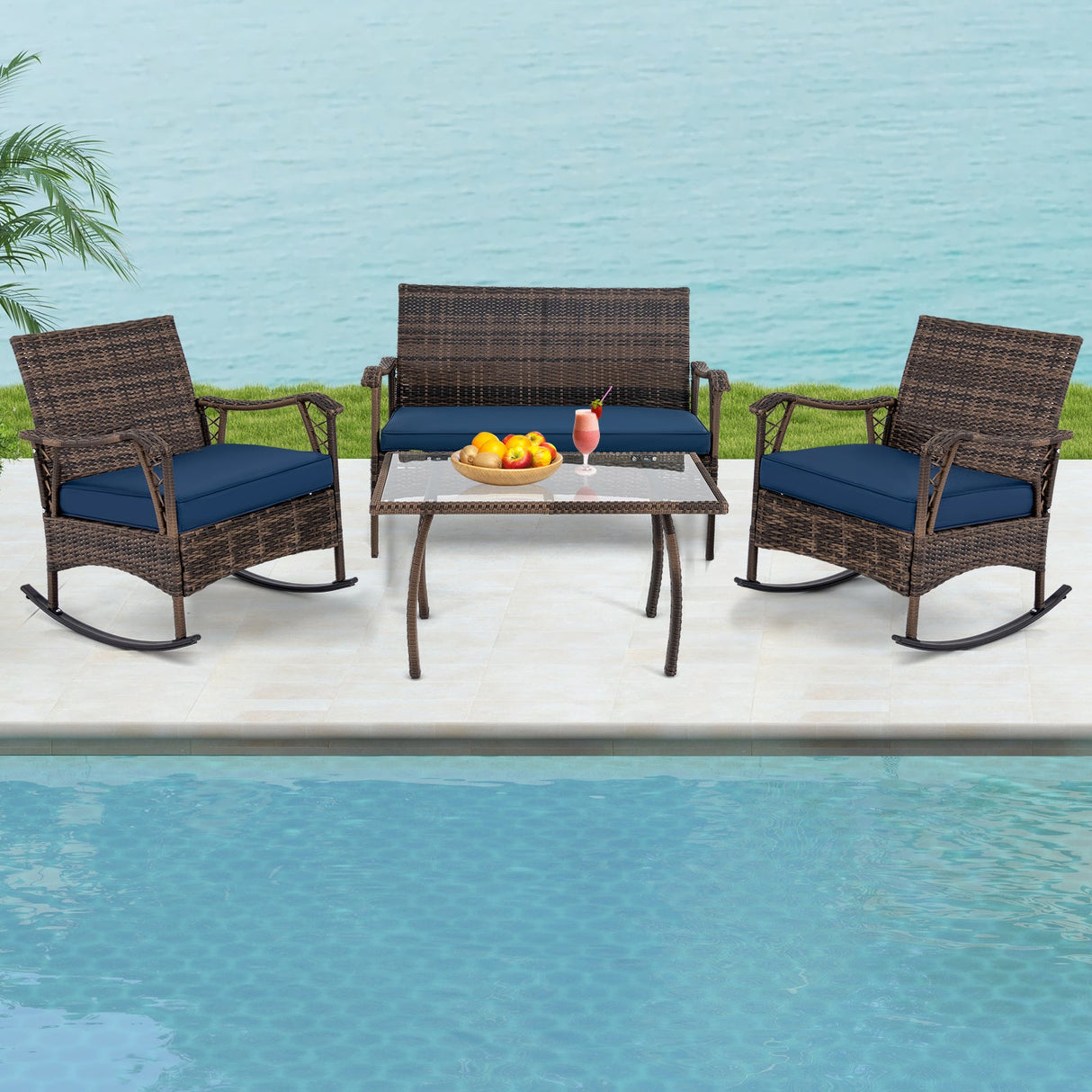 Outdoor Wicker Rocking Set