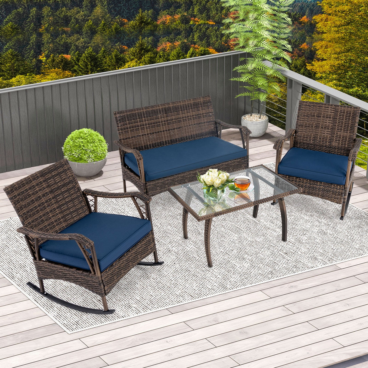 Outdoor Wicker Rocking Set