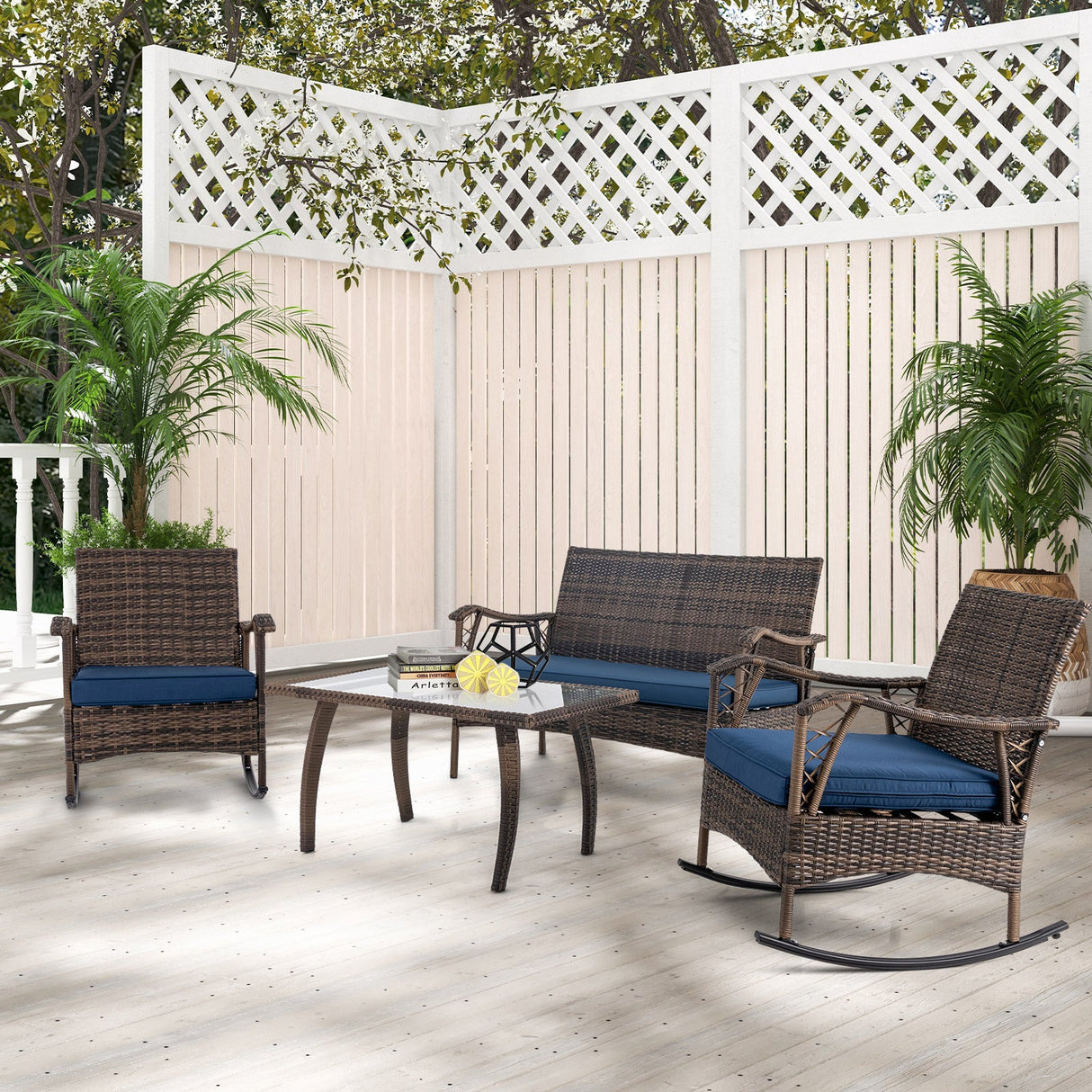 Outdoor Wicker Rocking Set