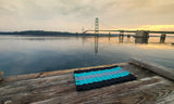 5 Stripe Lobster Rope Mat Black, Teal Light Gray