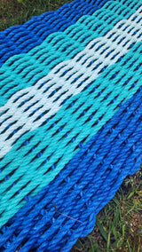 Blue, Teal & Seafoam 5-Stripe Lobster Rope Doormat