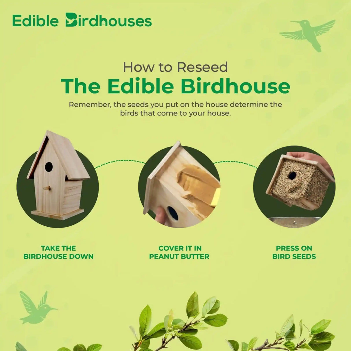 Tall Handmade Edible Birdhouse with Light Roof
