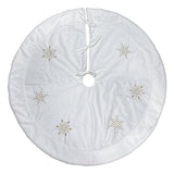 48" Ivory Snowflake Embroidered Tree Skirt with  Faux Fur Trim