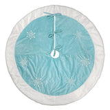48" Pastel Blue Snowflake Embroidered Tree Skirt With Faux Fur Trim