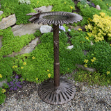 Round Cast Aluminum Metal 30-in Bird Bath with Sunflower Bowl