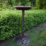 Round Cast Aluminum Metal 32-in Bird Bath with Hummingbirds