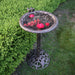 Round Cast Aluminum Metal 32-in Bird Bath with Hummingbirds