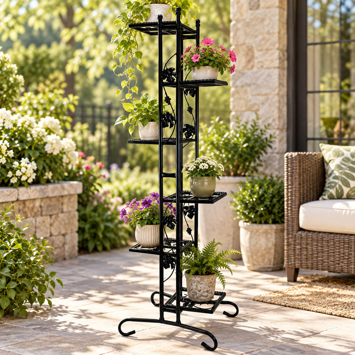6-Tier Steel Black Plant Stand