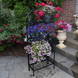outdoor bakers rack plant stand 4-Tier Black Bakers Rack Plant Stand with Leaves