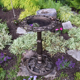 Round Cast Aluminum Metal 29-in Bronze Bird Bath with Roses