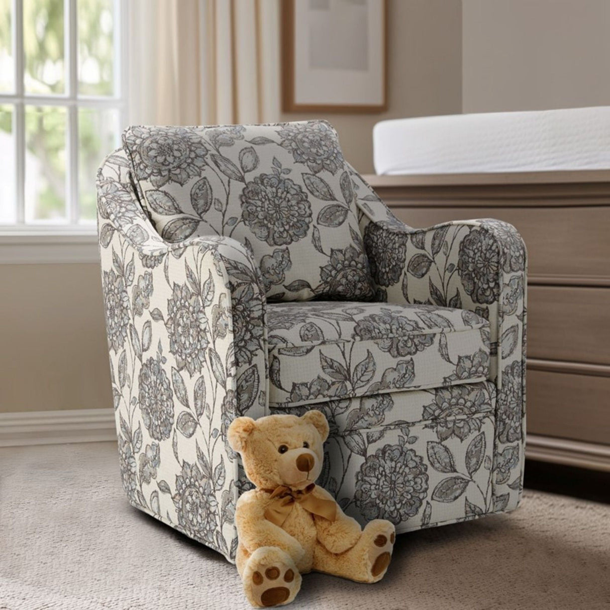 Floral Rotating Arm Chair