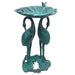 Cast Aluminum 30-in Twin Crane Bird Bath with Leaf Bowl