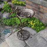 Cast Aluminum 33-in Metal Bird Bath with Branch and Two Birds