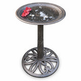 Modern Round Cast Aluminum Metal 28-in Bronze Bird Bath