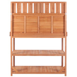 65" Large Wooden Farmhouse Rustic Outdoor Potting Bench Table Garden Potting Bench with 4 Storage Shelves and Side Hook,Natural