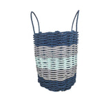 Navy Blue, Gray & Seafoam Five Stripe Rope Basket