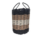 Black, Brown & Tan Five Stripe Rope Basket