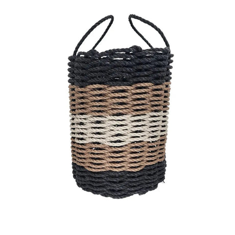 Black, Brown & Tan Five Stripe Rope Basket