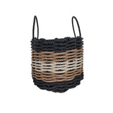 Black, Brown & Tan Five Stripe Rope Basket