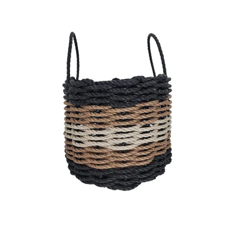 Black, Brown & Tan Five Stripe Rope Basket