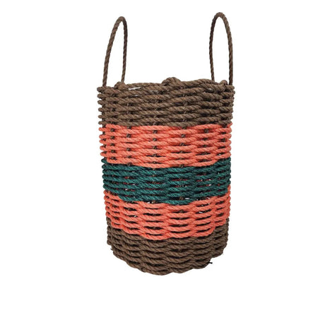 Five Stripe Rope Storage Basket Brown, Orange and Hunter Green