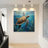 Turtle In Seagrass Coastal Wall Art