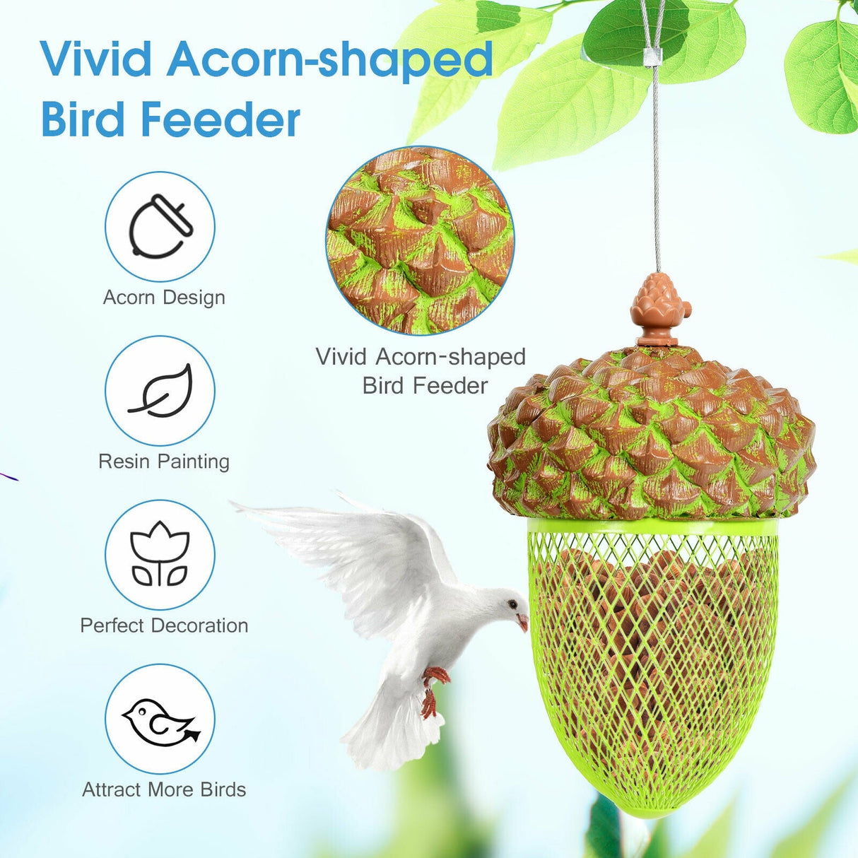 Metal Acorn Wild Bird Feeder