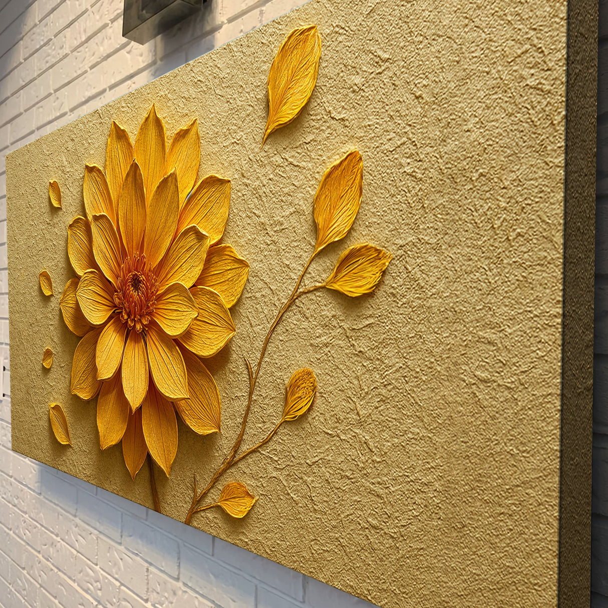 Golden Dandelion Minimalist Abstract Wall Art