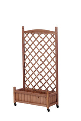 2-Pack Raised Garden Beds with Trellis, Outdoor Wooden Plant Box, and Plant Stand