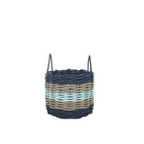 Five Stripe Rope Storage Basket Navy, Tan and Seafoam