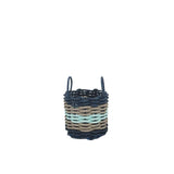 Five Stripe Rope Storage Basket Navy, Tan and Seafoam