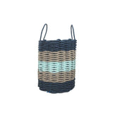Five Stripe Rope Storage Basket Navy, Tan and Seafoam