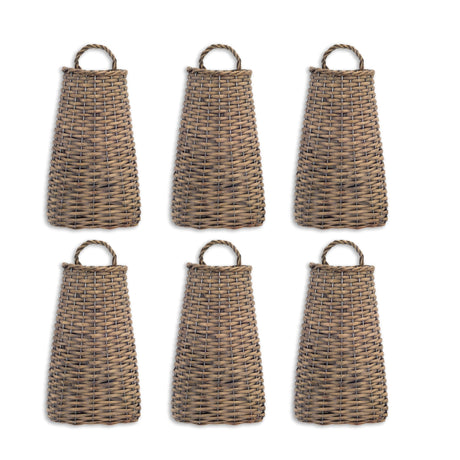 Woven Willow Wall Basket, Set of 6