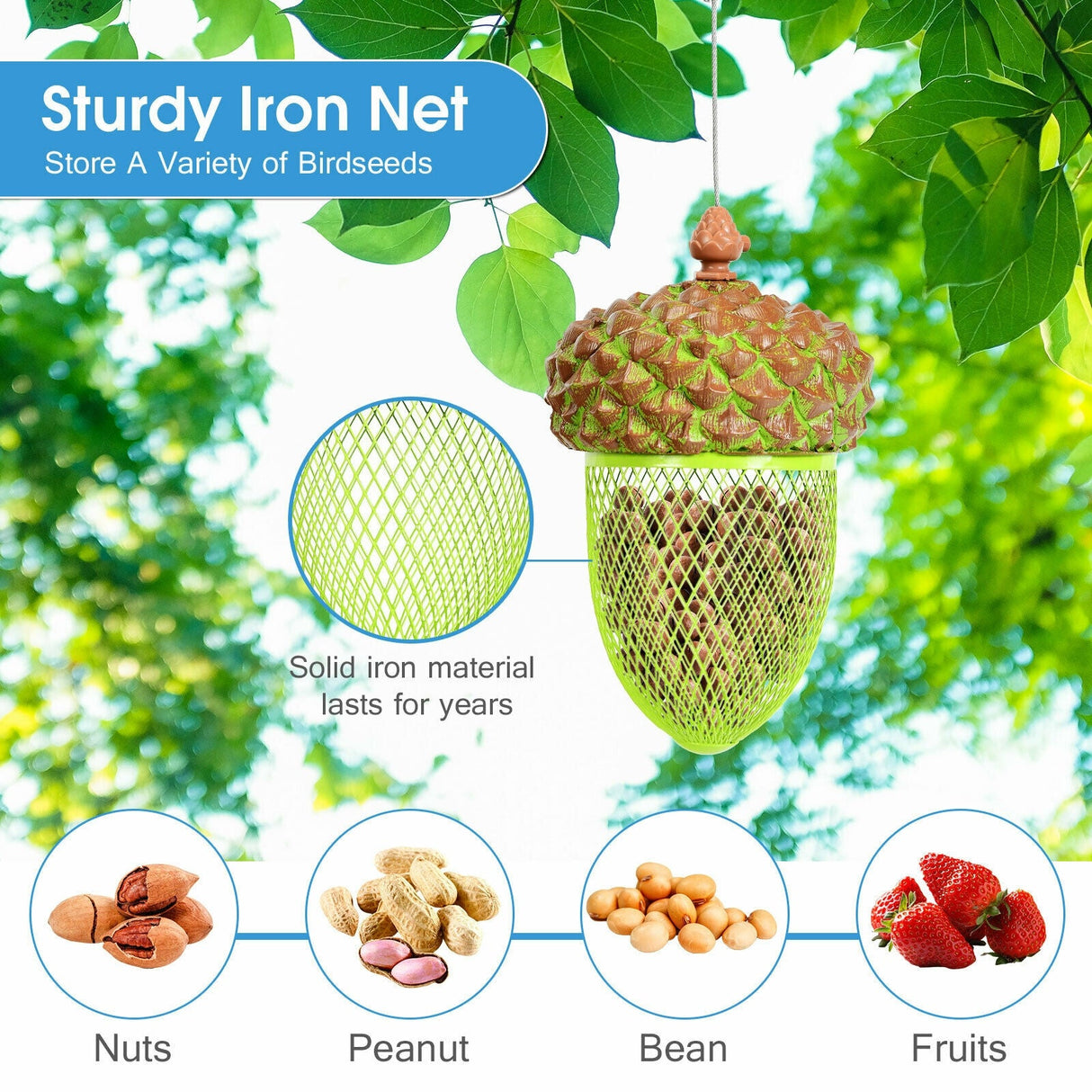 Metal Acorn Wild Bird Feeder