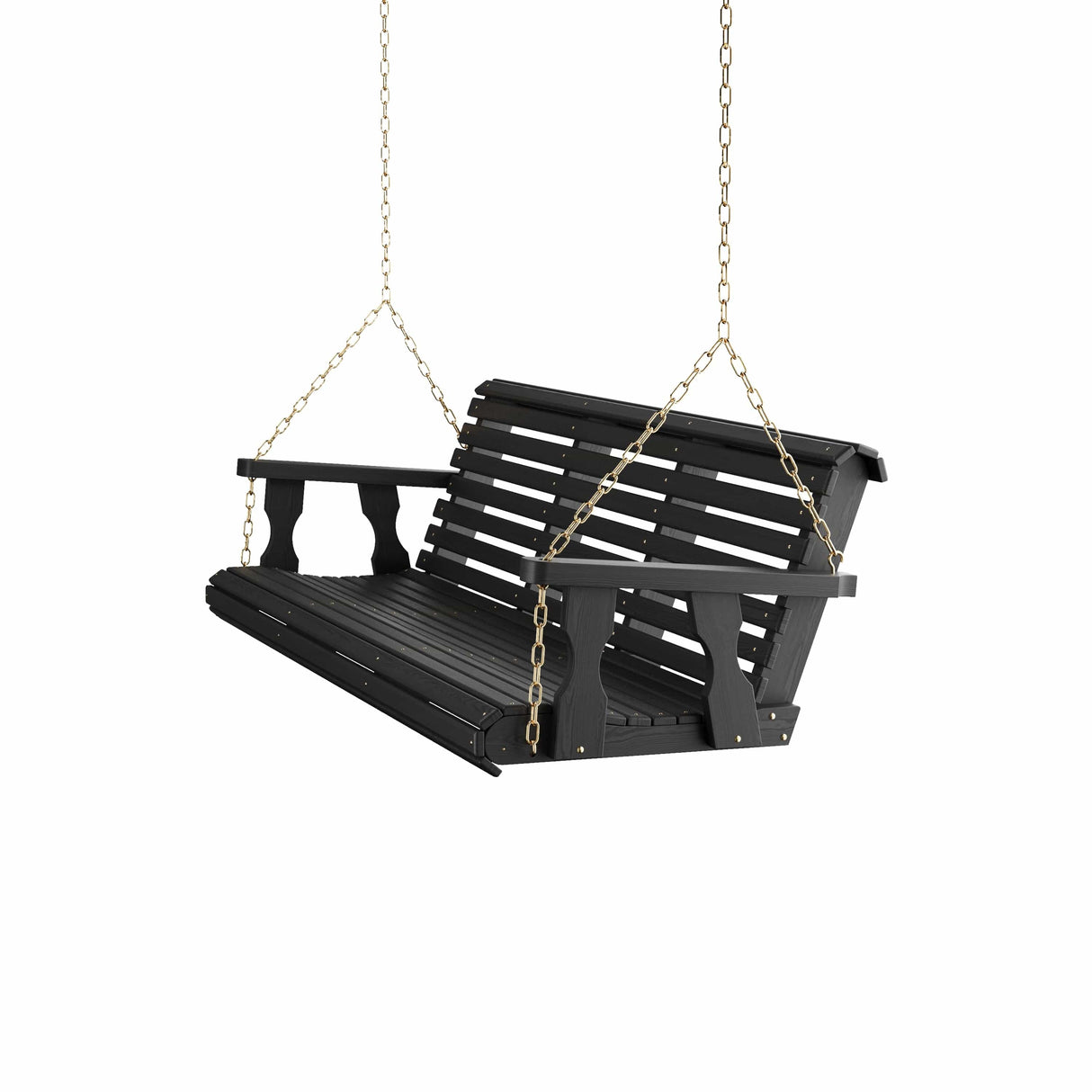 Amish Casual 3 Foot Roll Back Porch Swing in Black Stain