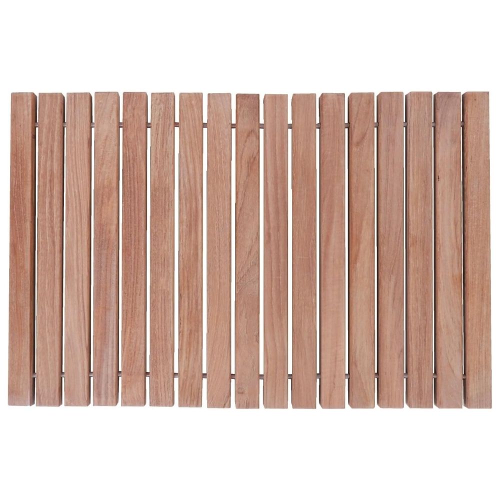 Sunriver Teak Shower and Bath String Mat with Rubber Feet 23.62" x 15.75"