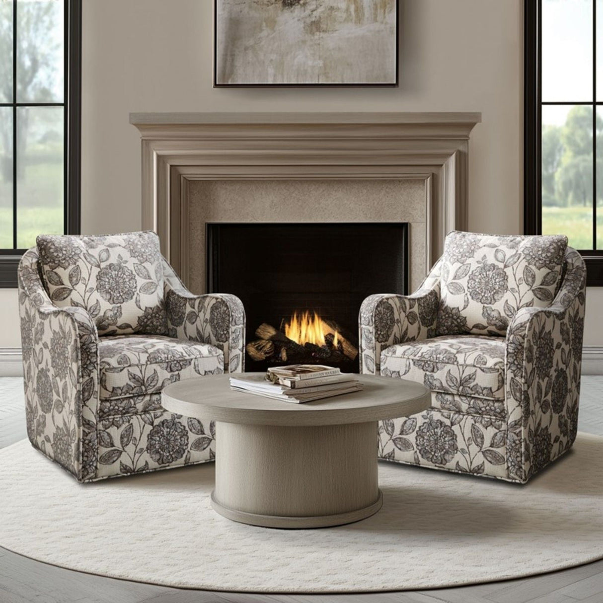 Floral Rotating Arm Chair