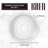 Glass Hobnail Dinner or Charger Plates | Set of 4 | Clear