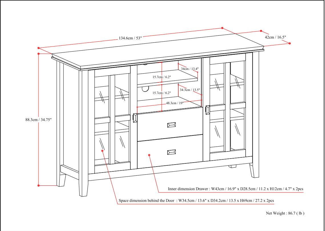 Tall TV Media Stand, Fog Grey