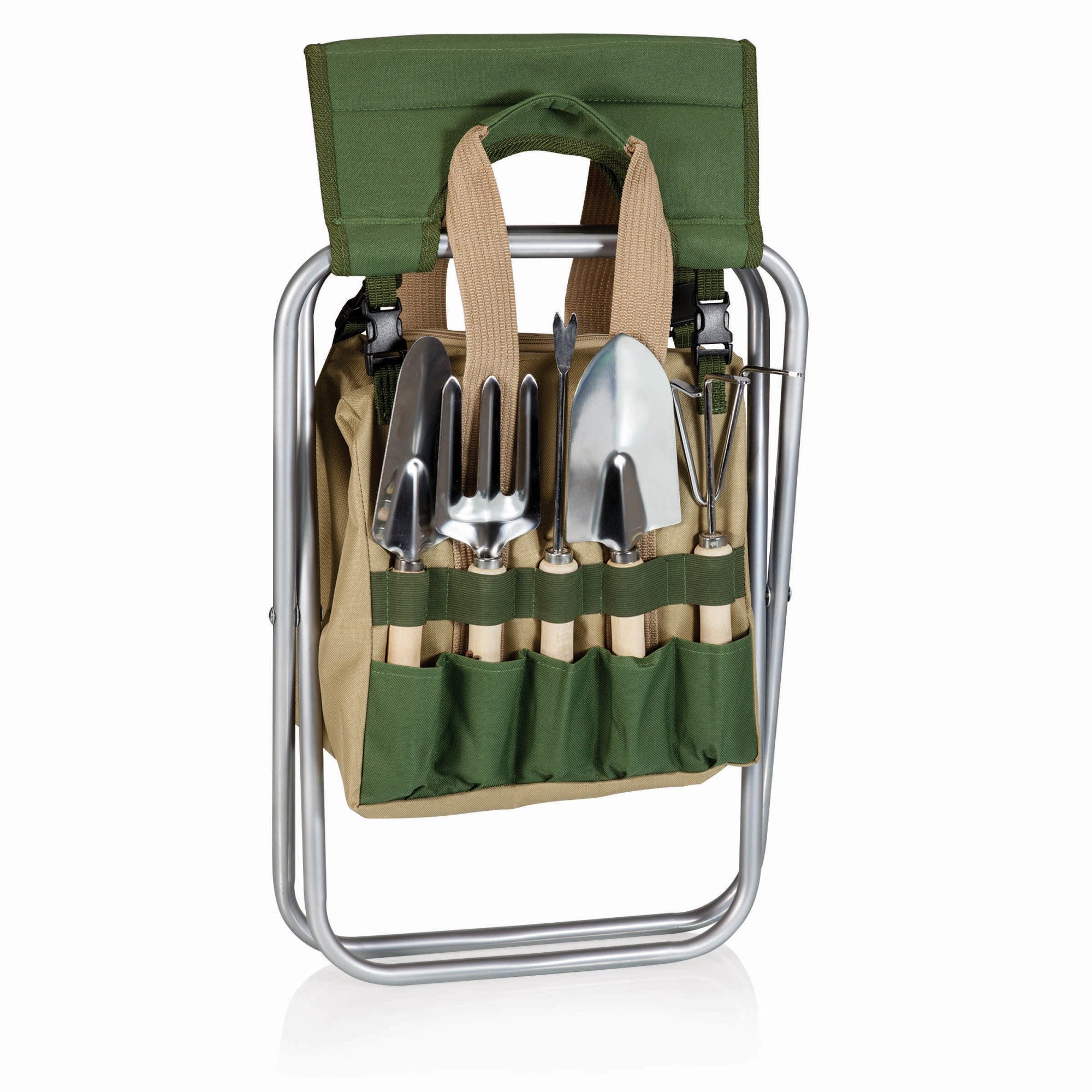 Gardener Folding Seat with Tools – Plow & Hearth