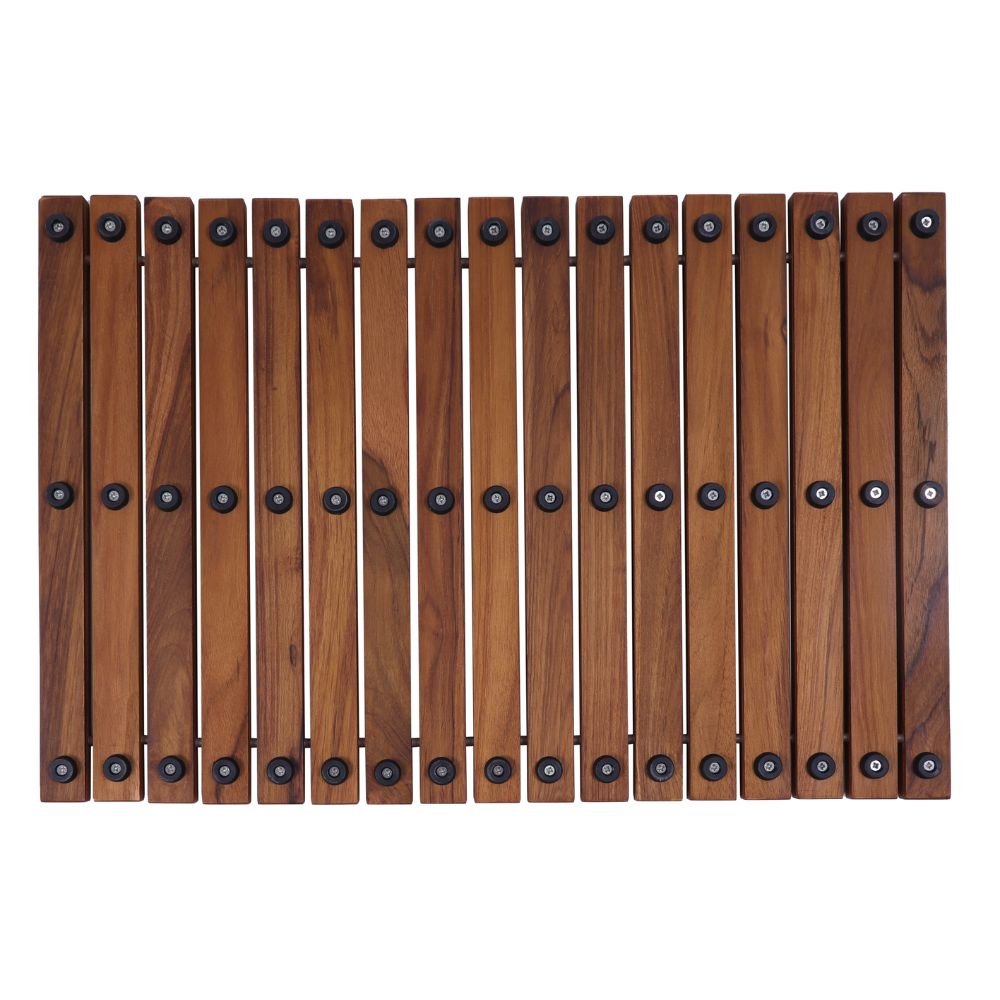 Sunriver Teak Shower and Bath String Mat with Rubber Feet 23.62" x 15.75"