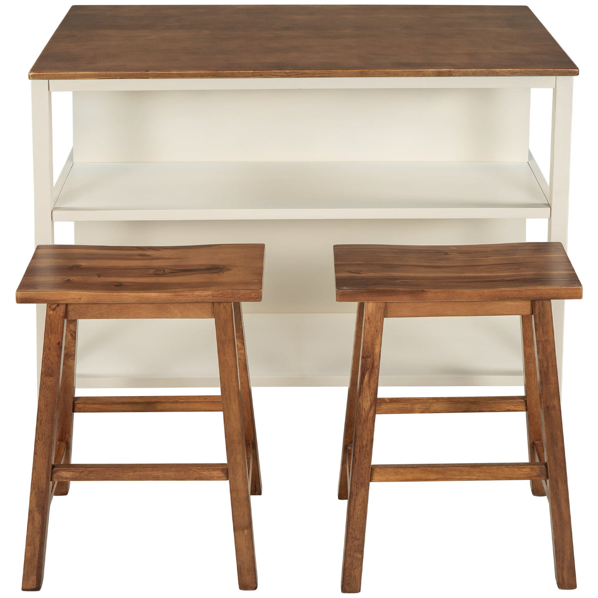 Rustic 3-piece Stationary Kitchen Island Set