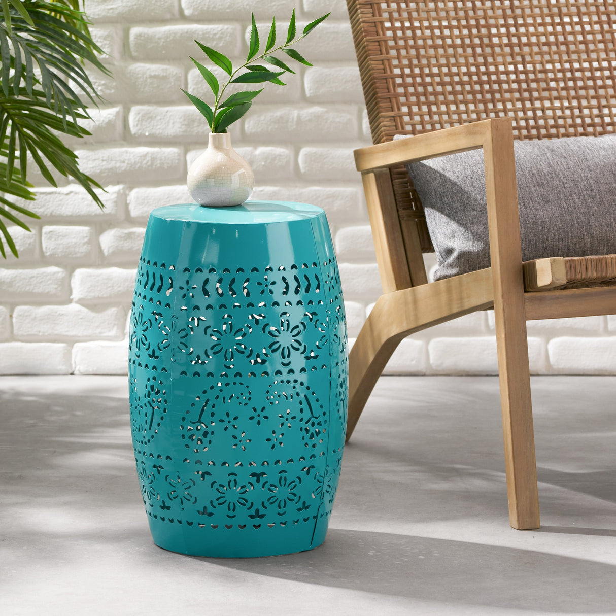 Bloom Outdoor Lace-Cut Side Table