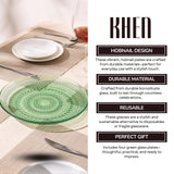 Glass Hobnail Dinner or Charger Plates | Set of 4 | Green